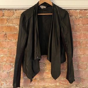 Lamarque Black Leather Cascade blazer